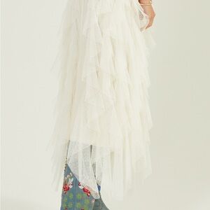 Altar’D State Ivory Tiered Tulle Maxi Skirt